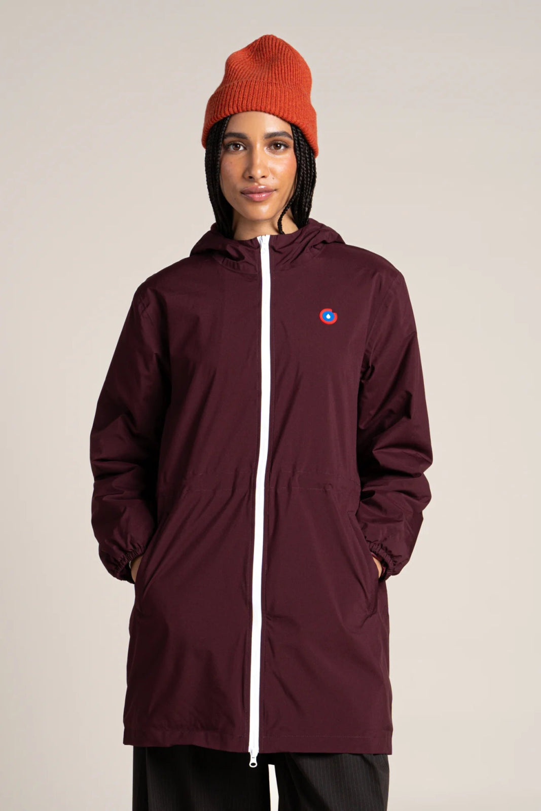 Waterproof, fleece-lined long jacket 