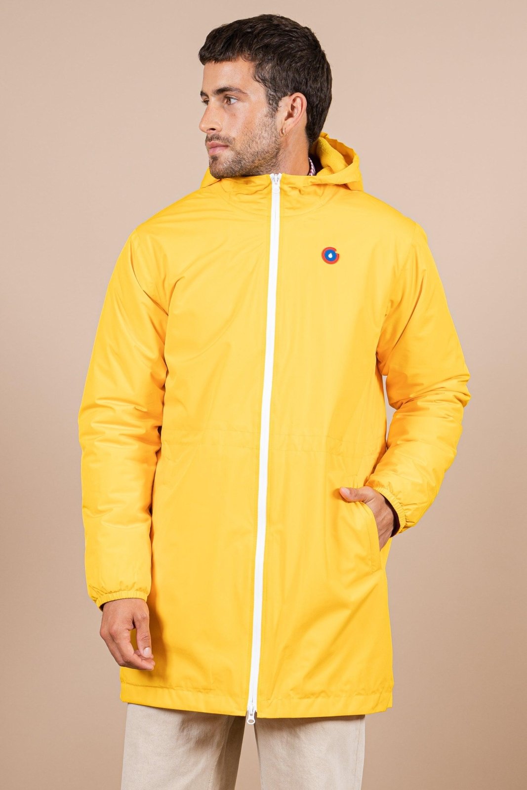 Waterproof and lined long jacket citron #couleur_citron