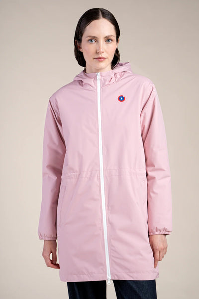 Fleece-lined waterproof long jacket Pink #couleur_bonbon