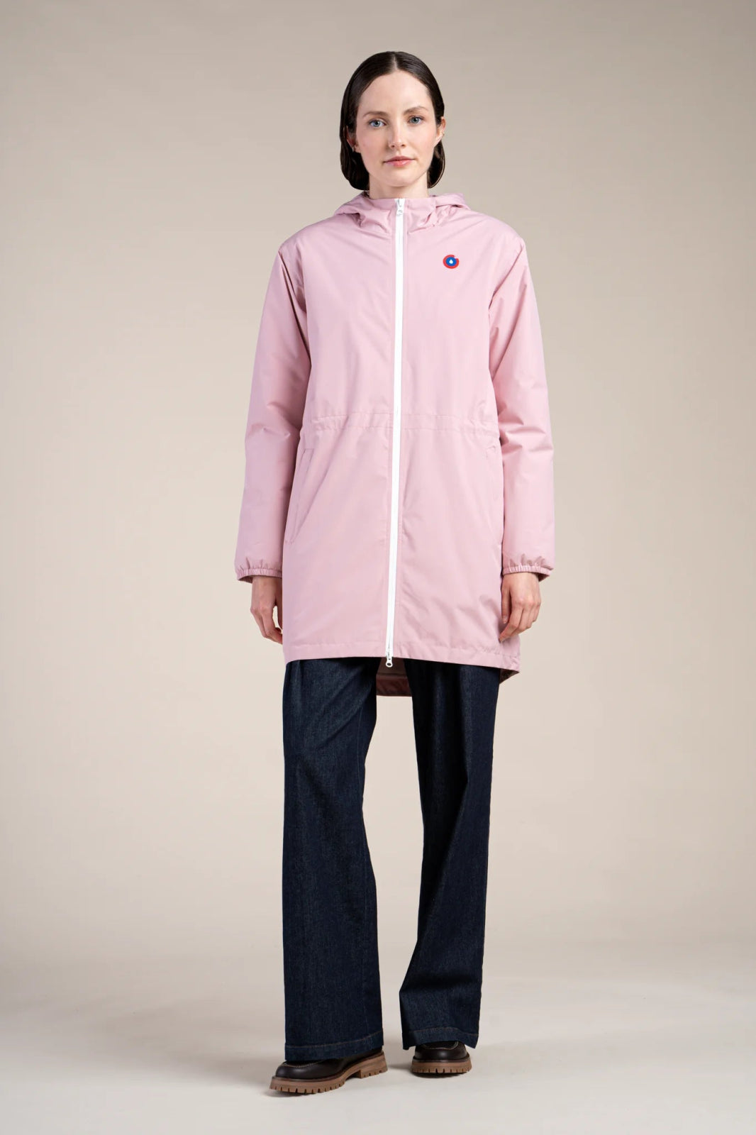 Fleece-lined waterproof long jacket Pink #couleur_bonbon