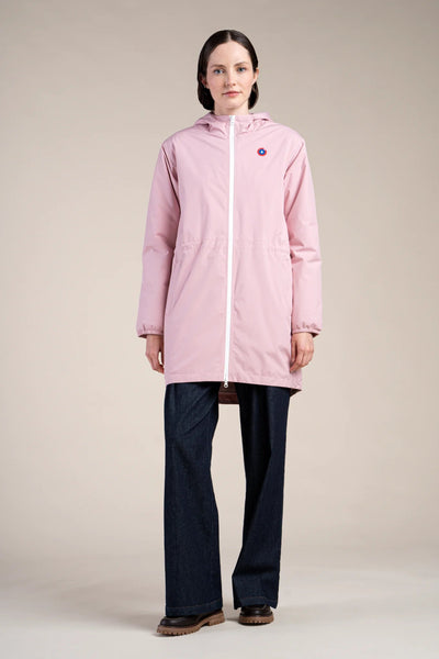 Fleece-lined waterproof long jacket Pink #couleur_bonbon