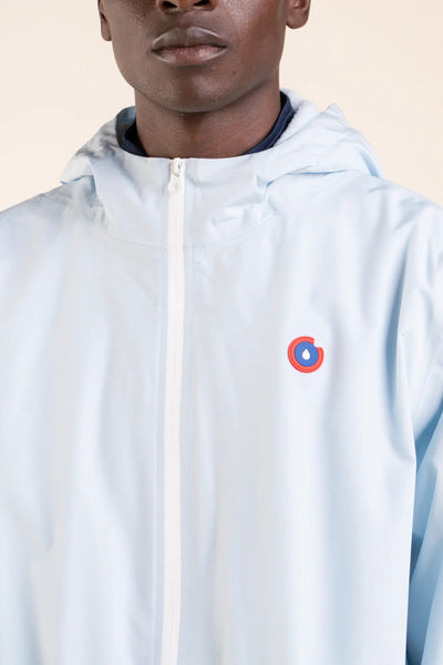 Long waterproof jacket with beige lining #couleur_iceberg