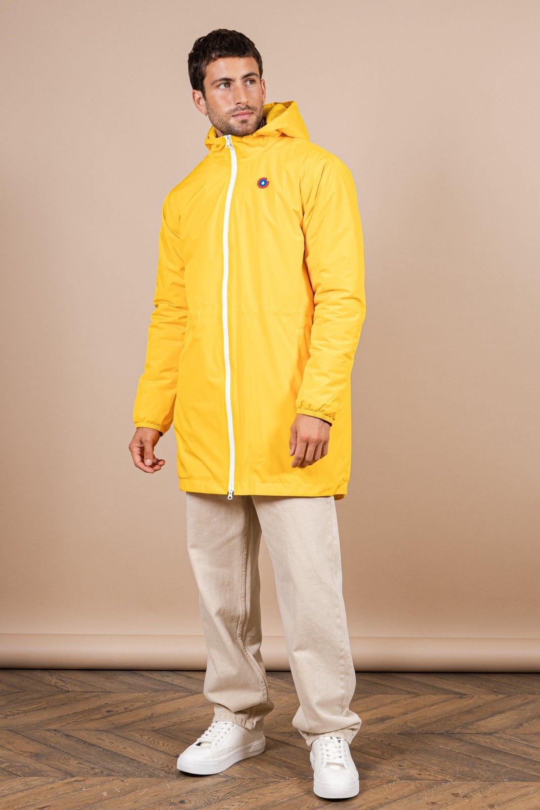 Waterproof and lined long jacket citron #couleur_citron