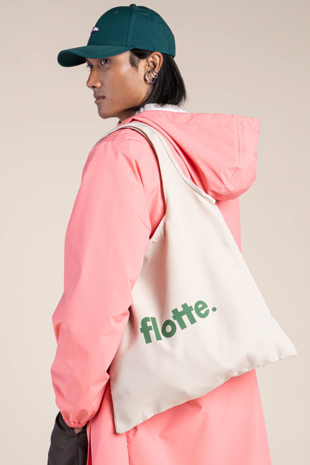 fleet logo totebag in green recycled cotton 