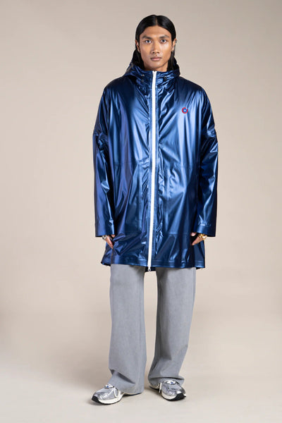 Metallic rain cape #couleur_indigo