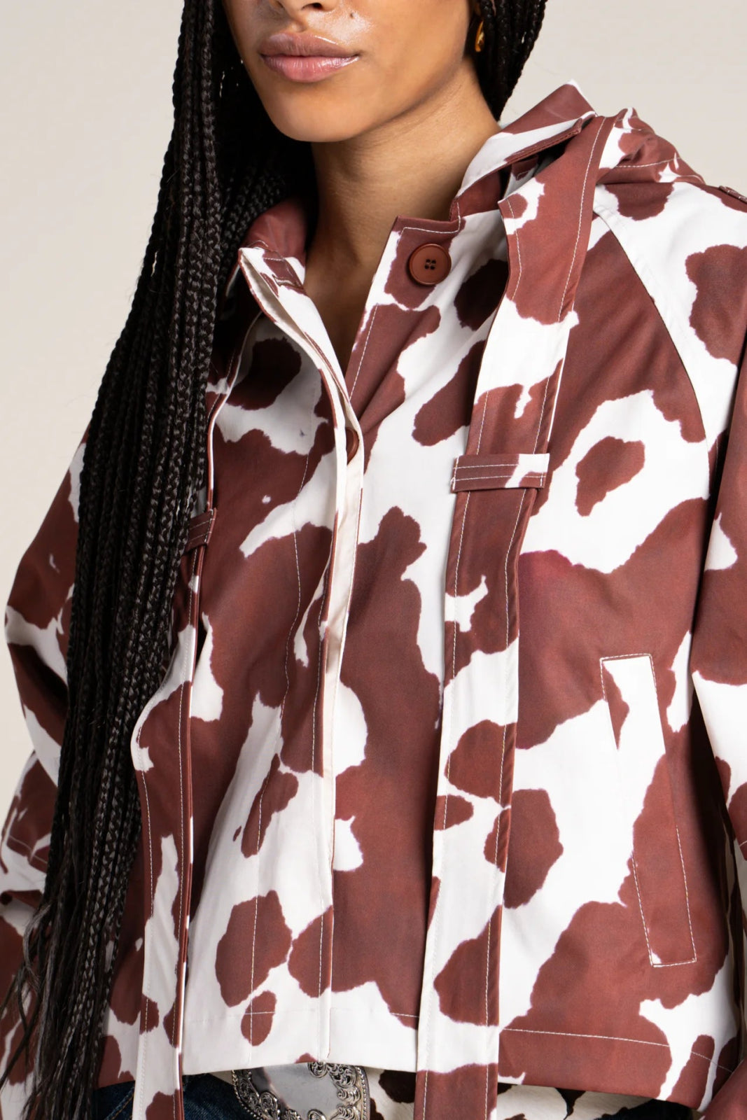 Tuileries - waterproof short trenchcoat - Flotte cow print color #couleur_cow