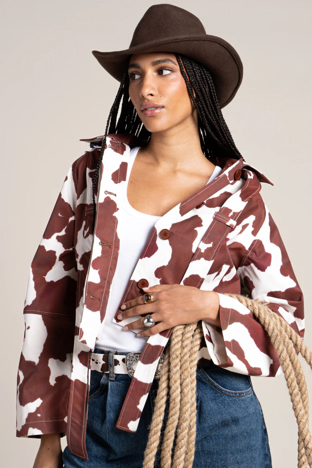 Tuileries - waterproof short trenchcoat - Flotte cow print color #couleur_cow