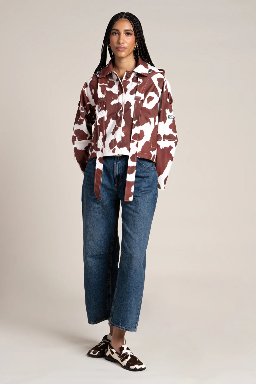 Tuileries - waterproof short trenchcoat - Flotte color cow print 