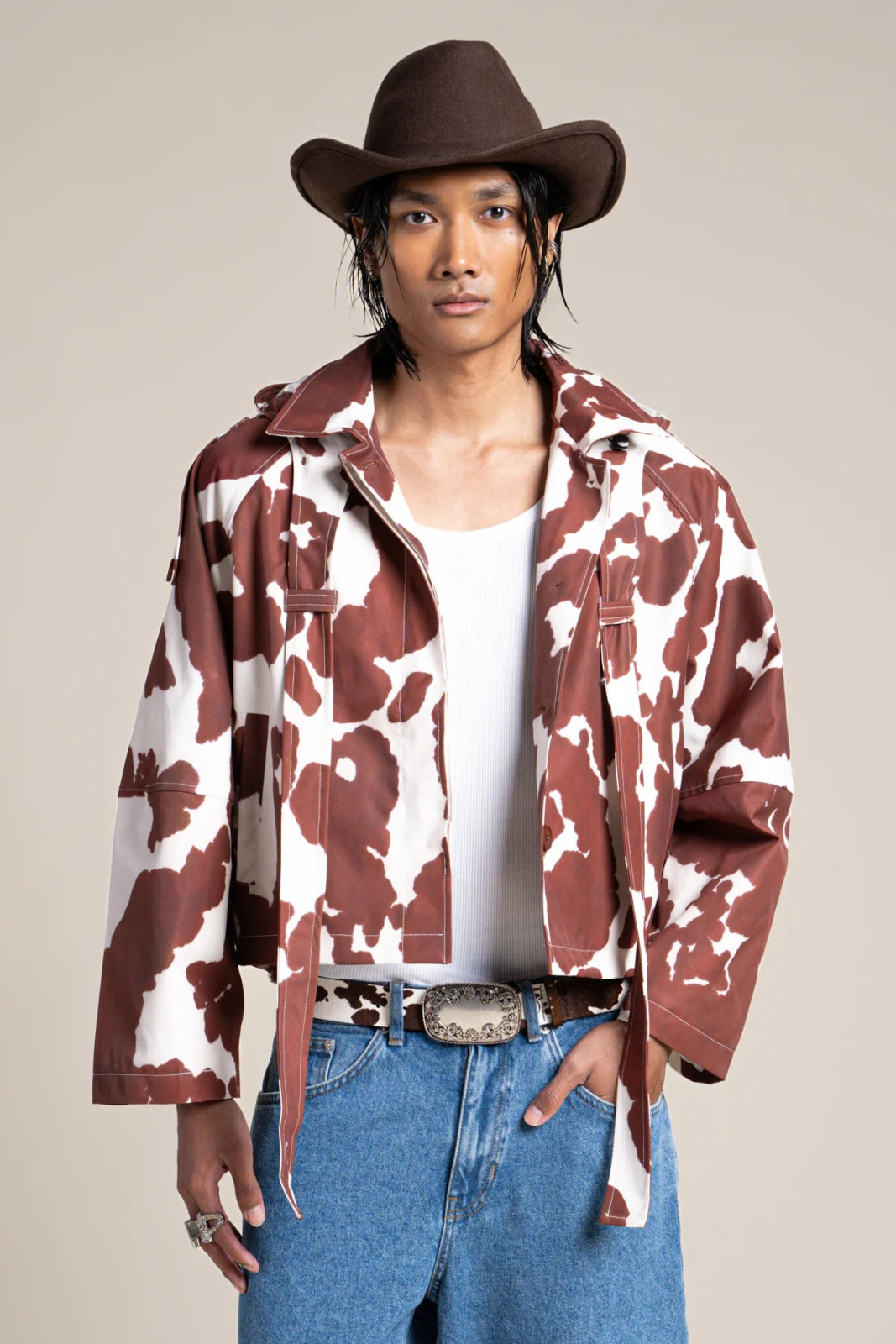 Tuileries - waterproof short trenchcoat - Flotte cow print color #couleur_cow