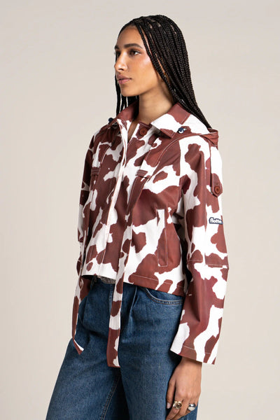 Tuileries - waterproof short trenchcoat - Flotte cow print color #couleur_cow