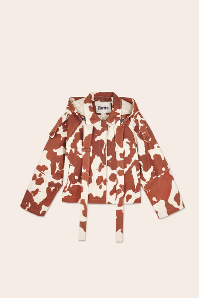 Tuileries - waterproof short trenchcoat - Flotte color cow print