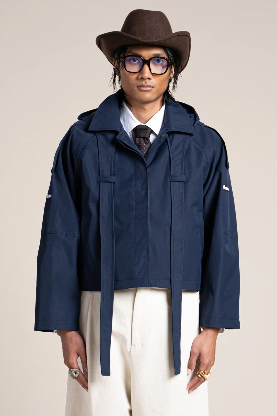 Tuileries - waterproof short trenchcoat - Flotte couleur indigo #couleur_indigo