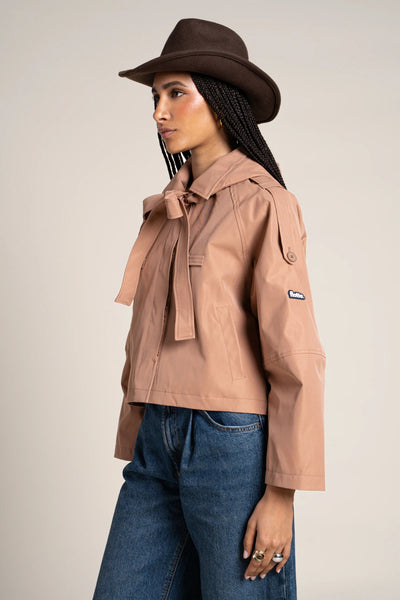 Tuileries - waterproof short trenchcoat - Flotte couleur cannelle #couleur_cannelle