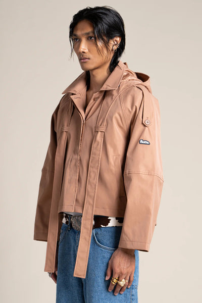 Tuileries - waterproof short trenchcoat - Flotte couleur cannelle #couleur_cannelle