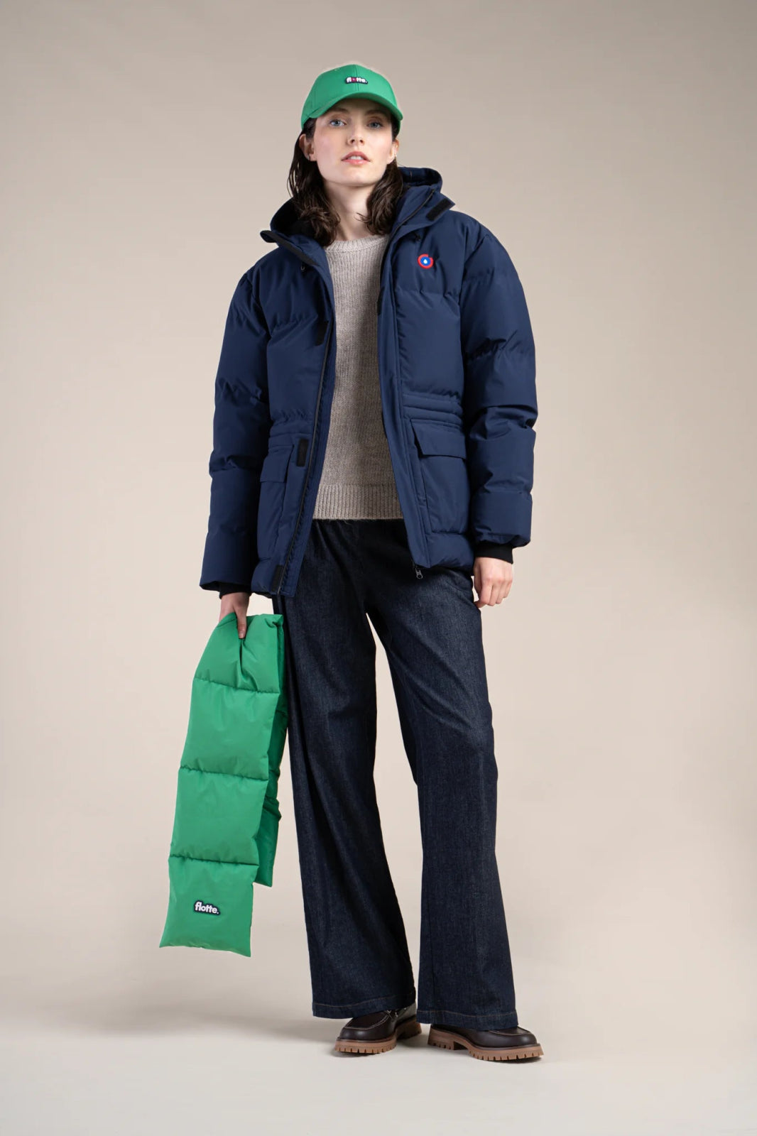 Waterproof mid-length down jacket - #couleur_indigo