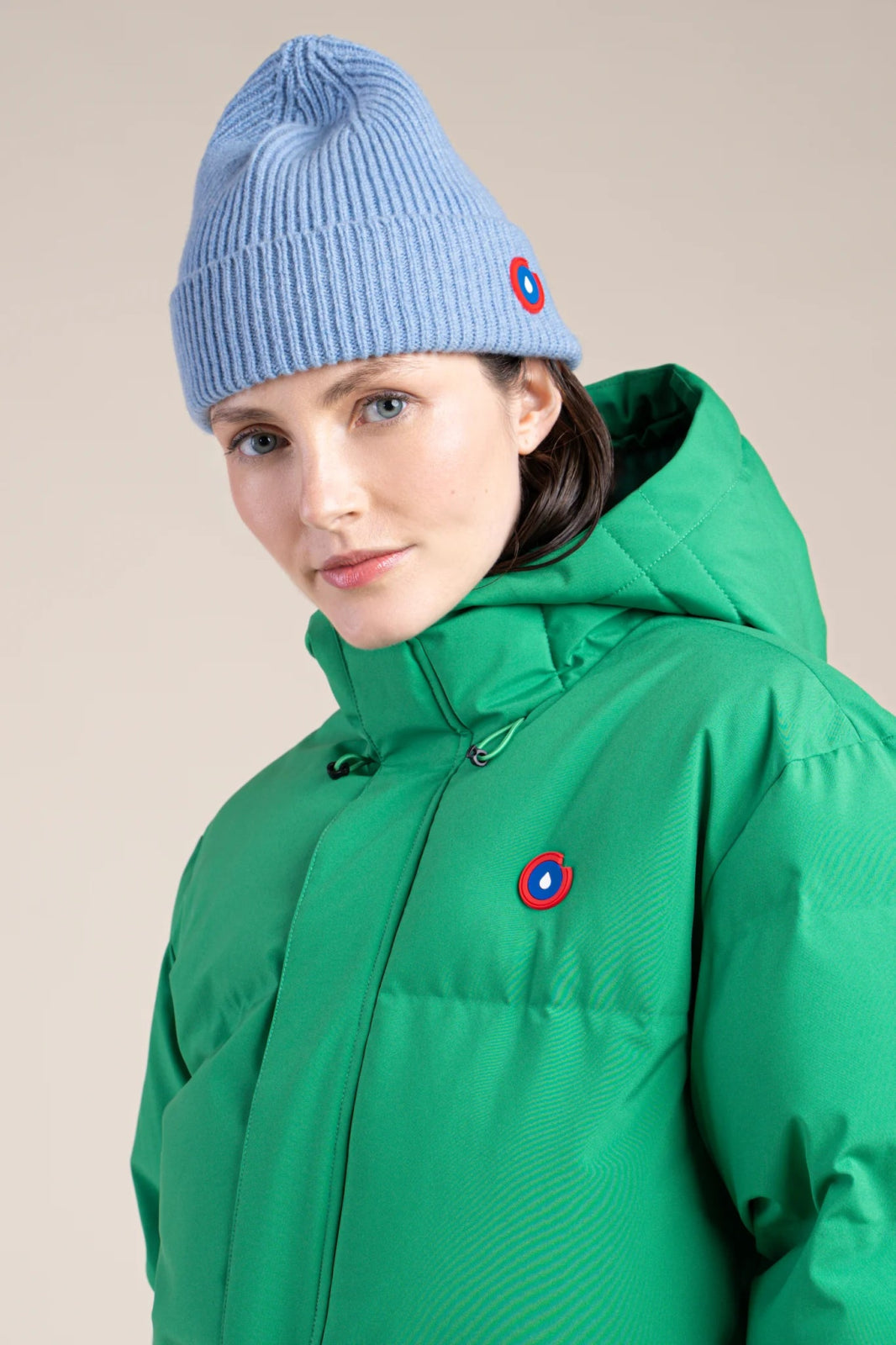 Waterproof mid-length down jacket - #couleur_cactus