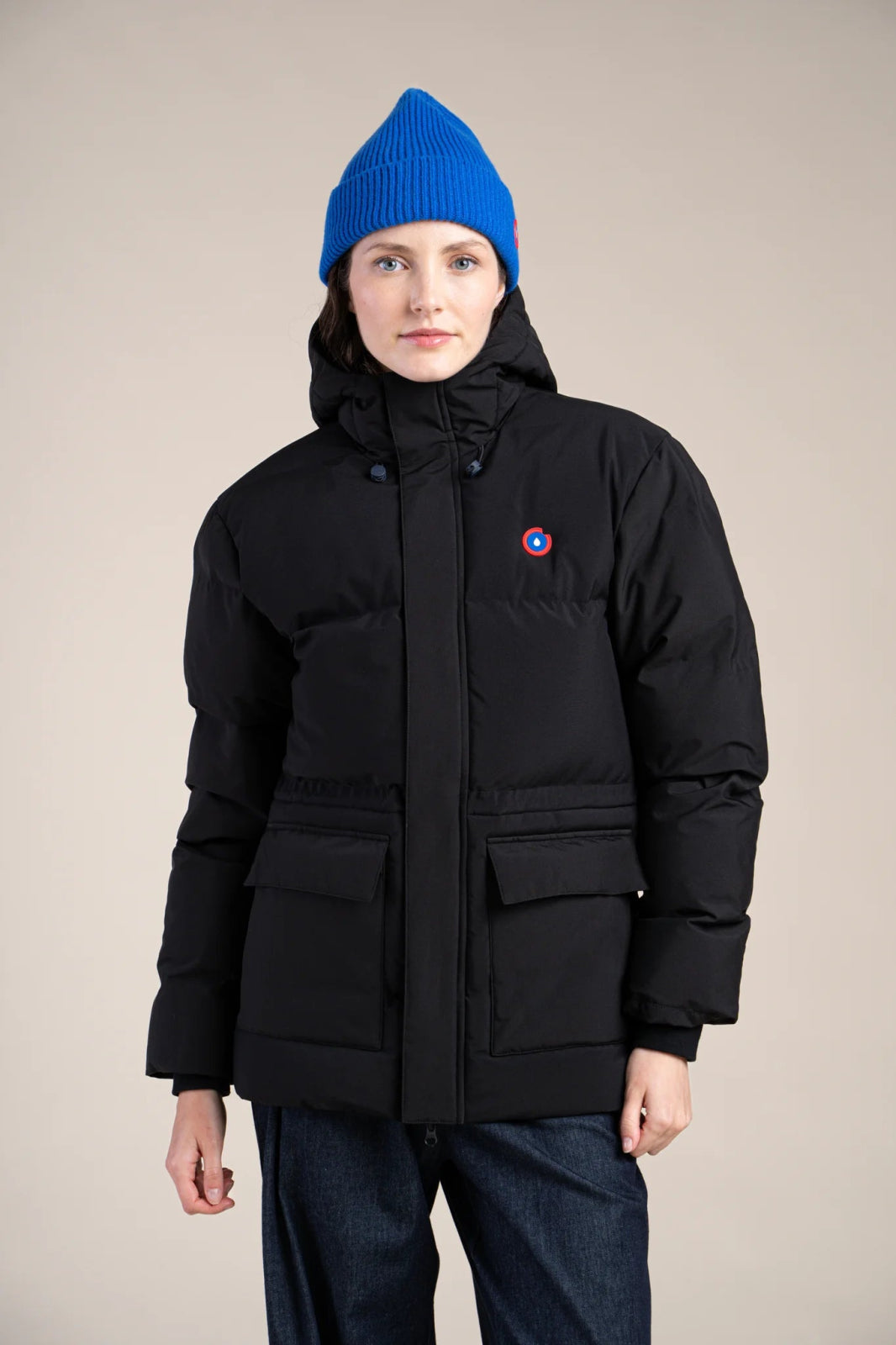 Waterproof mid-length down jacket - #couleur_ombre