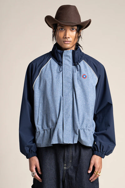 Vosges - Waterproof jacket crop-top effect blue jean color indigo #couleur_blue-jean-indigo