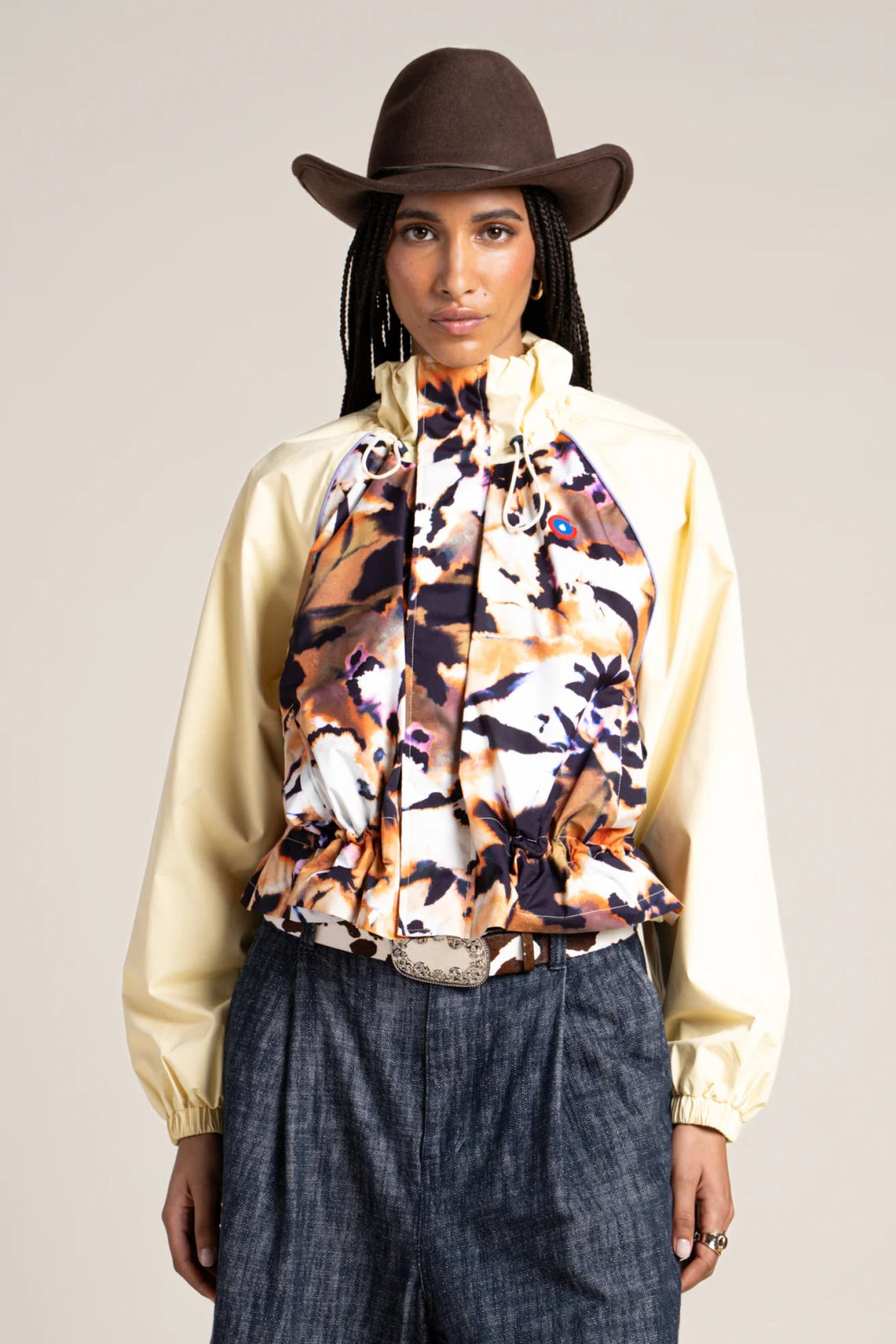 Vosges - Waterproof jacket crop-top effect iris flowers butter color #couleur_iris-butter