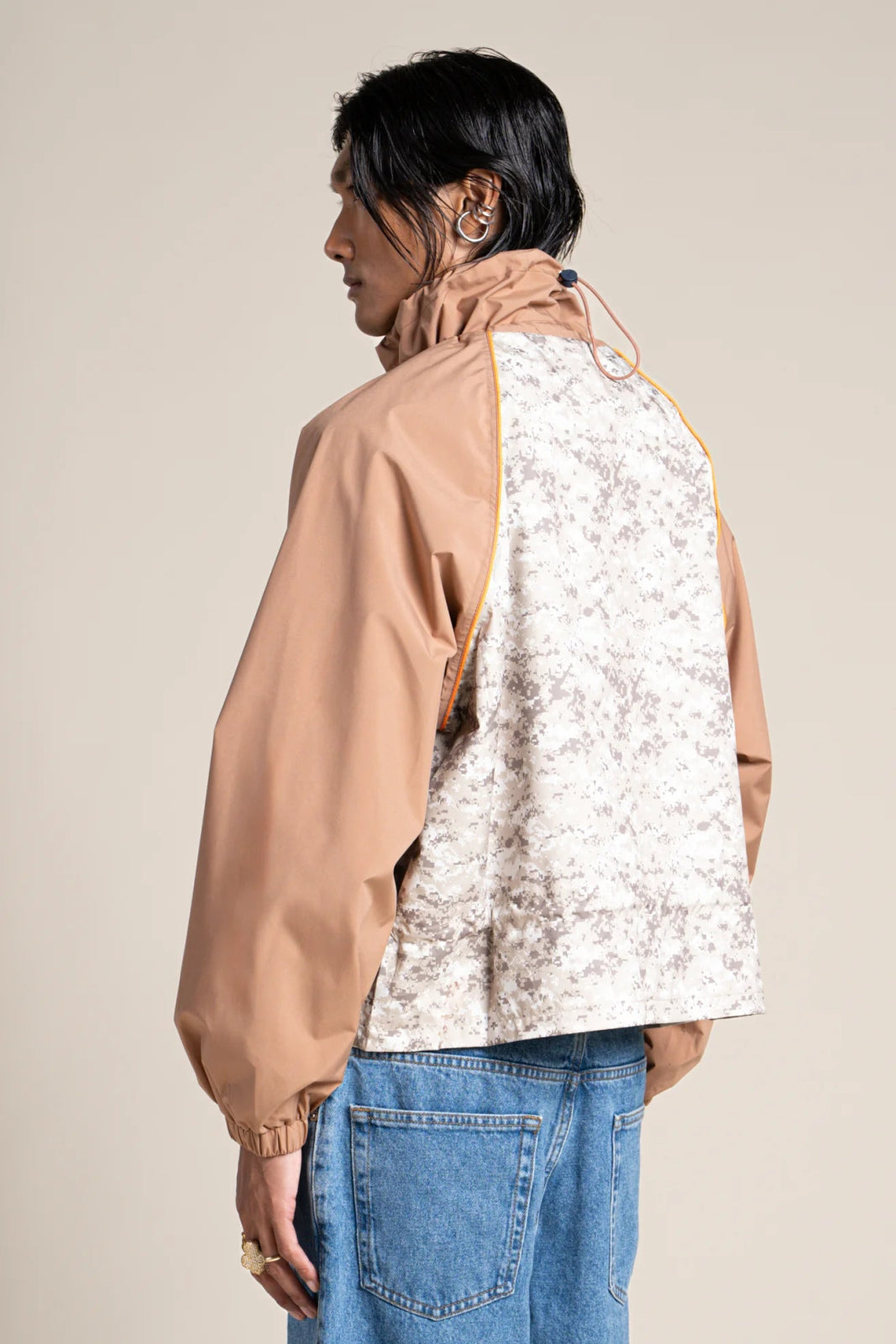 Vosges - Waterproof jacket crop-top effect pixel camo color cinnamon #couleur_cannelle-pixel-camo