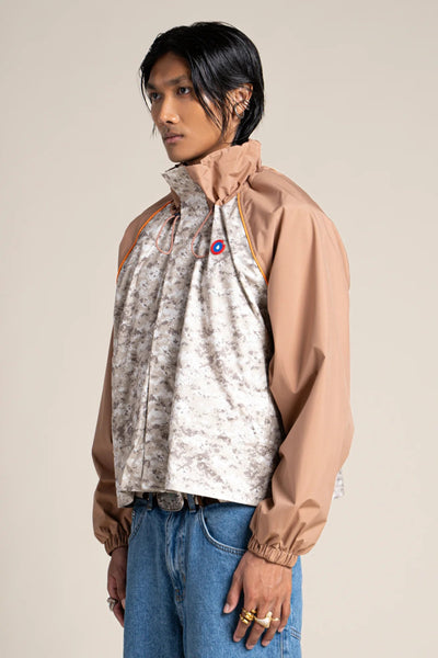 Vosges - Waterproof jacket crop-top effect pixel camo color cinnamon #couleur_cannelle-pixel-camo