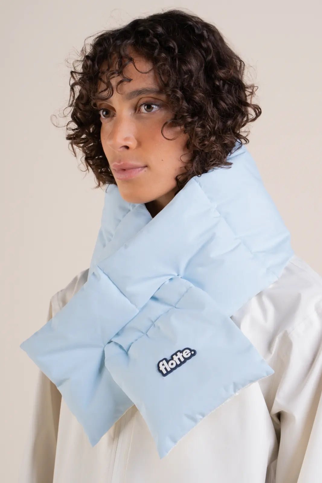 Alma reversible waterproof scarf #couleur_coquille-iceberg