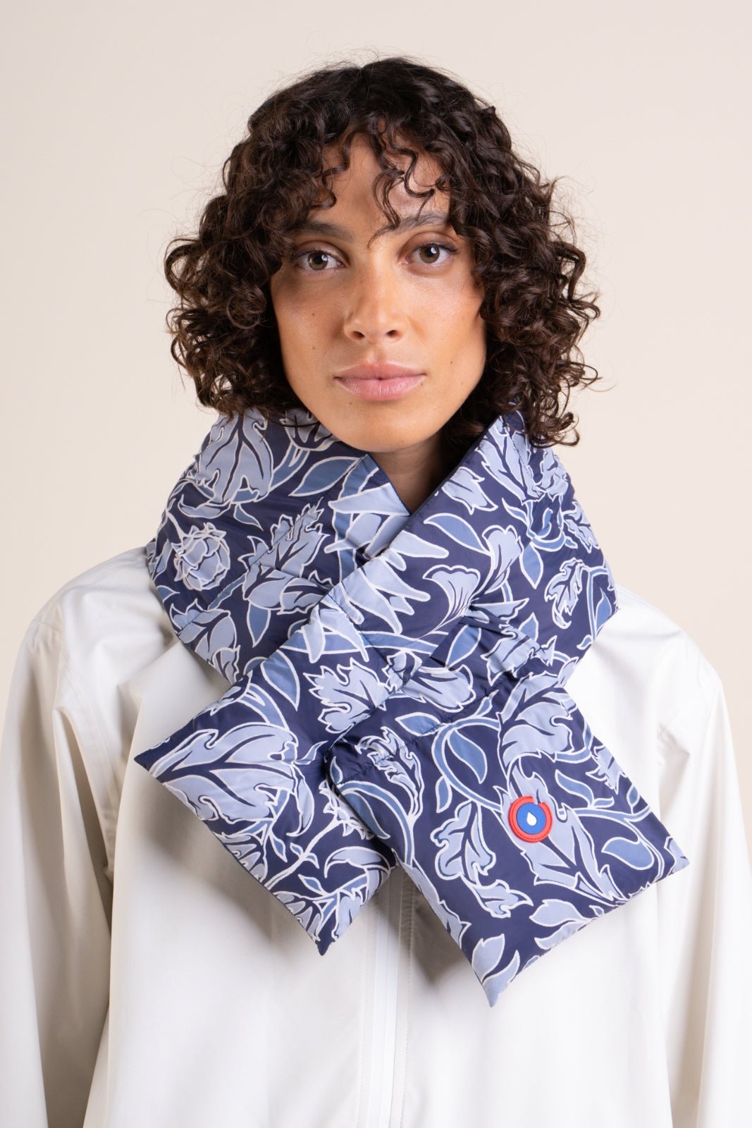 Alma reversible waterproof scarf #couleur_indigo-Blueflower