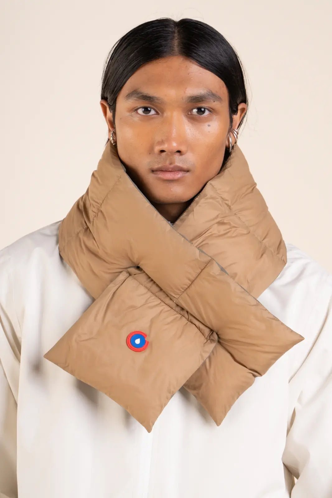 Alma reversible waterproof scarf #couleur_kaki-sahara