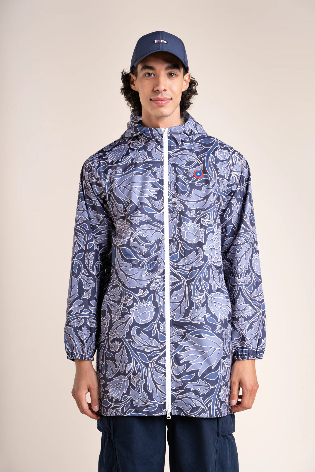 Amelot Printed - Long Raincoat - Flotte #couleur_bleuet