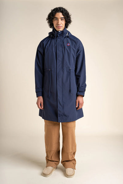 Caumartin - Long oversize waterproof jacket- Flotte #couleur_indigo