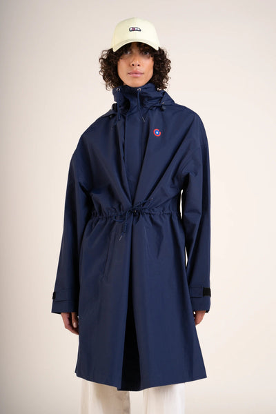 Caumartin - Long oversize waterproof jacket - Flotte #couleur_indigo