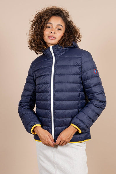 Charonne - Reversible down jacket - Flotte #couleur_citron-indigo