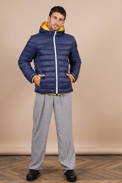 Charonne - Reversible down jacket - Flotte #couleur_citron-indigo