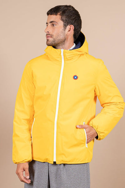 Charonne - Reversible down jacket - Flotte #couleur_citron-indigo