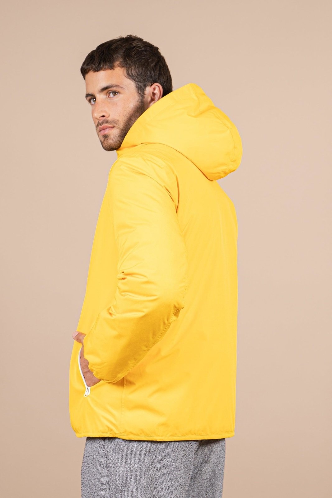 Charonne - Reversible down jacket - Flotte #couleur_citron-indigo