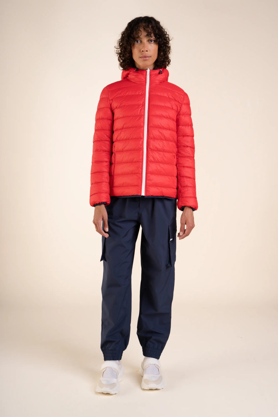 Charonne - Reversible down jacket - Flotte #couleur_indigo-rouge