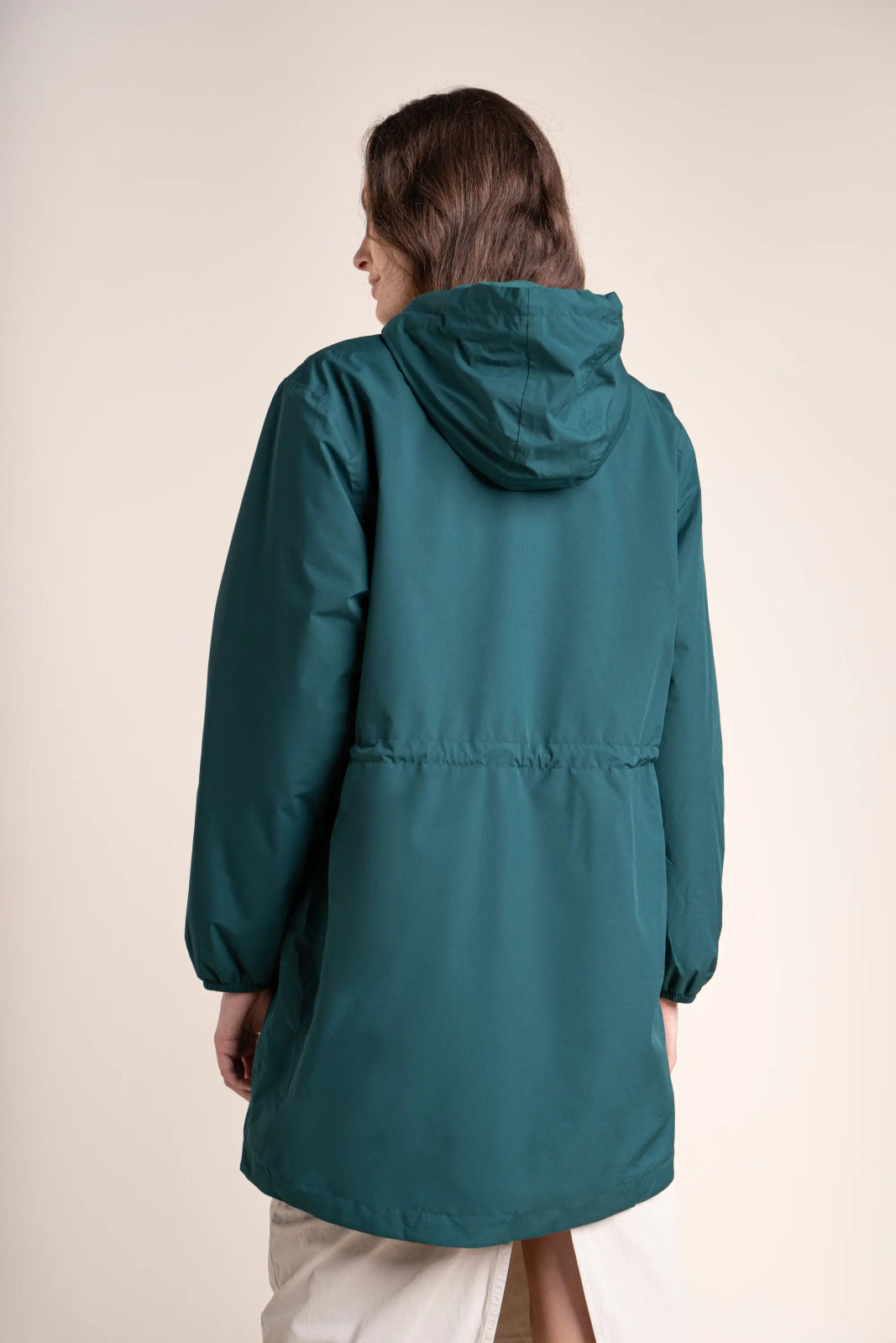 Long waterproof jacket with fleece lining #couleur_sapin