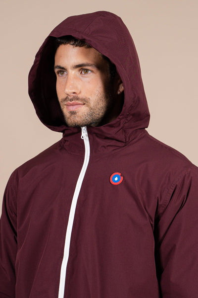 Waterproof and fleece-lined long jacket Bordeaux #couleur_prune
