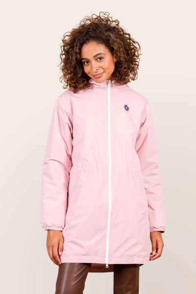 Fleece-lined waterproof long jacket Pink #couleur_bonbon