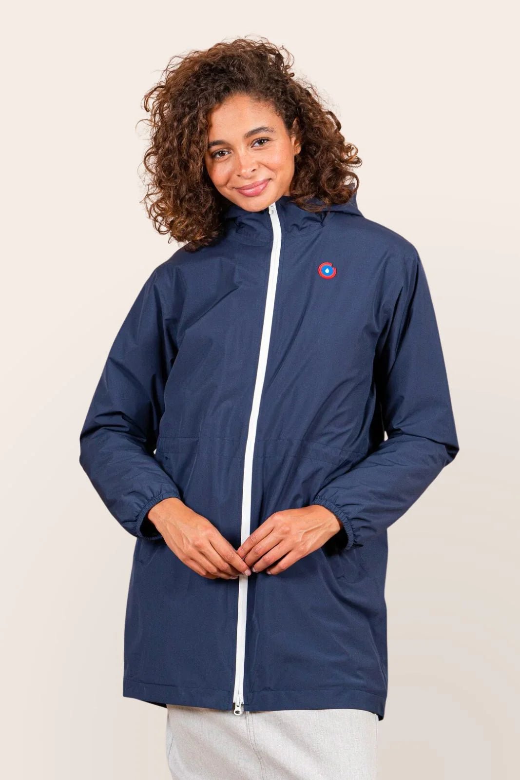 Navy Blue Fleece-Lined Waterproof Long Jacket #couleur_indigo