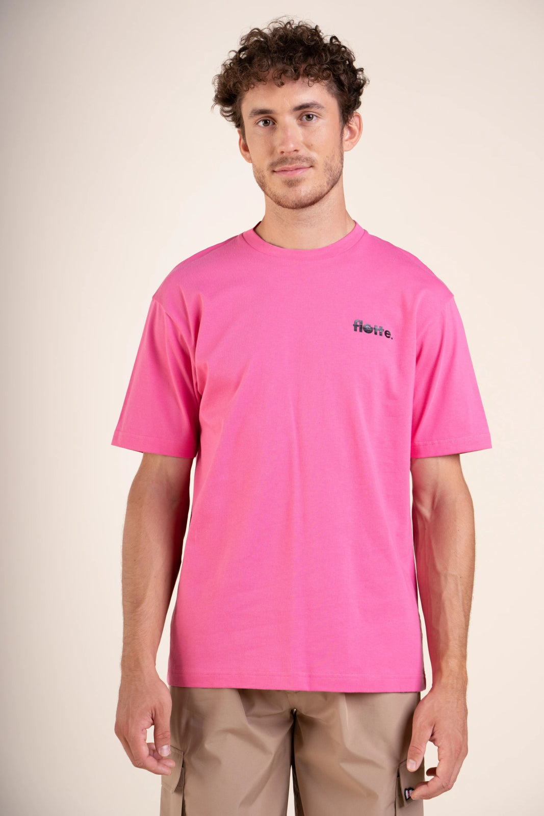 Temple water-repellent T-shirt in 100% cotton, made in Portugal #couleur_bonbon-fuschia